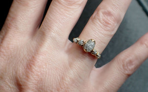 Raw Diamond 14k yellow gold multi stone Engagement Wedding Rough Diamond Ring 2562