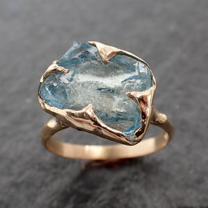 raw uncut aquamarine ring solid 14k gold ring wedding engagement rough gemstone ring statement ring stacking byangeline 2556 Alternative Engagement