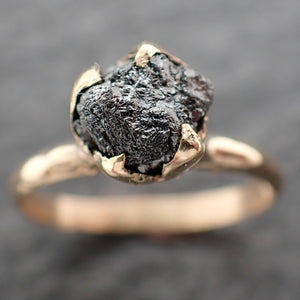 Raw Diamond Solitaire Engagement Ring Rough Uncut gemstone gold Conflict Free Black Diamond Wedding Promise 2559