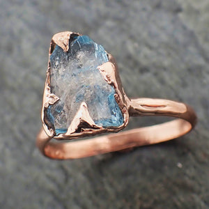 raw uncut aquamarine solitaire rose gold ring custom one of a kind gemstone ring bespoke byangeline 2309 Alternative Engagement