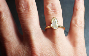 partially faceted moonstone yellow gold ring gemstone solitaire recycled 18k statement 2316 Alternative Engagement