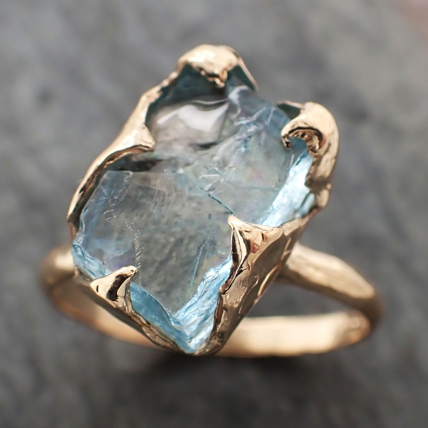 raw uncut aquamarine solitaire rose gold ring custom one of a kind gemstone ring bespoke byangeline 2322 Alternative Engagement