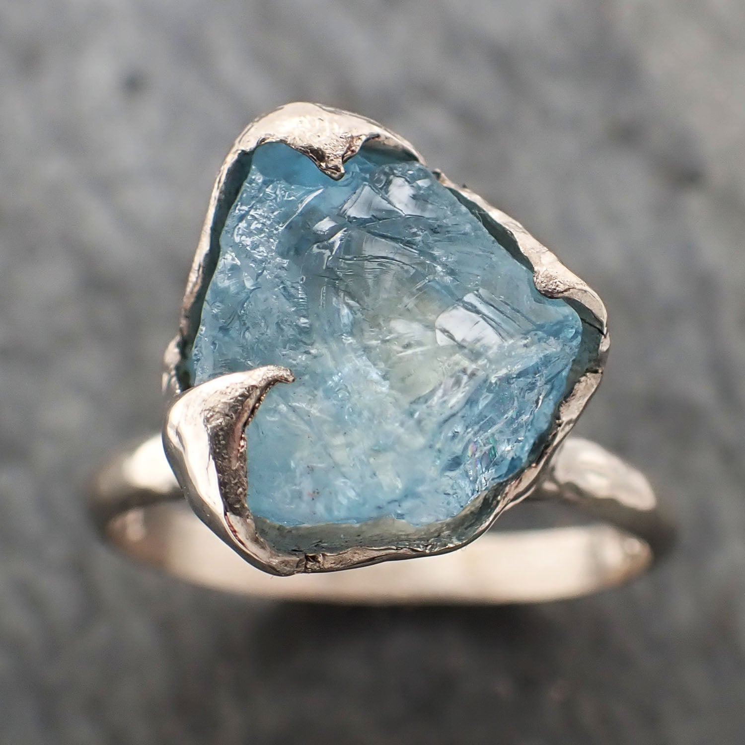 raw uncut aquamarine solitaire white gold ring custom one of a kind gemstone ring bespoke byangeline 2321 Alternative Engagement