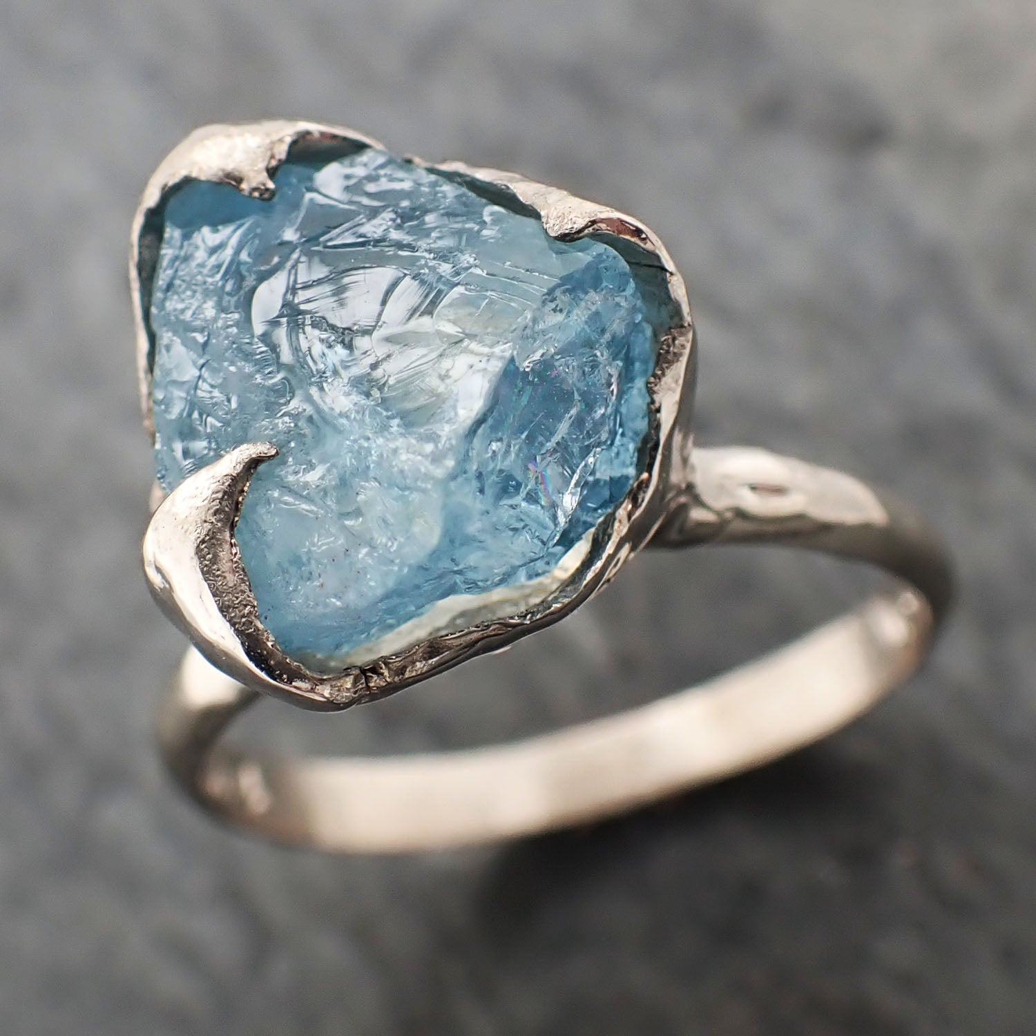 raw uncut aquamarine solitaire white gold ring custom one of a kind gemstone ring bespoke byangeline 2321 Alternative Engagement