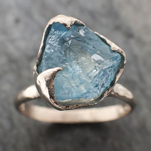 raw uncut aquamarine solitaire white gold ring custom one of a kind gemstone ring bespoke byangeline c2321 Alternative Engagement