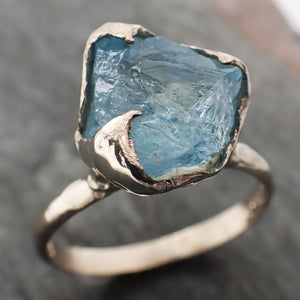 raw uncut aquamarine solitaire white gold ring custom one of a kind gemstone ring bespoke byangeline c2321 Alternative Engagement