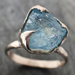 raw uncut aquamarine solitaire white gold ring custom one of a kind gemstone ring bespoke byangeline c2321 Alternative Engagement