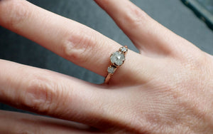 fancy cut white diamond engagement 14k rose gold multi stone wedding ring stacking rough diamond ring byangeline 2565 Alternative Engagement