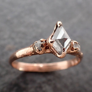 Fancy cut Dainty white Diamond Engagement 14k Rose Gold Multi stone Wedding Ring Stacking Rough Diamond Ring byAngeline 2566