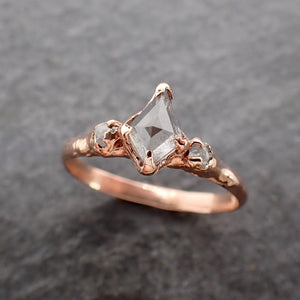 Fancy cut Dainty white Diamond Engagement 14k Rose Gold Multi stone Wedding Ring Stacking Rough Diamond Ring byAngeline 2566
