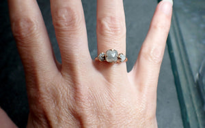 Fancy cut white Diamond Engagement 14k Rose Gold Multi stone Wedding Ring Stacking Rough Diamond Ring byAngeline 2564