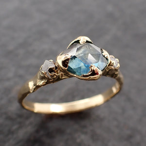 fancy cut montana sapphire diamond 18k yellow gold engagement ring wedding ring blue gemstone ring multi stone ring 2569 Alternative Engagement