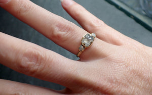 Faceted Fancy cut white Diamond Multi stone Engagement 18k Yellow Gold Wedding Ring byAngeline 2567