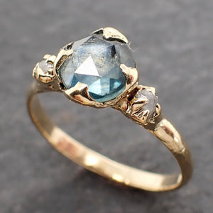 Fancy cut Montana Sapphire Diamond 18k yellow Gold Engagement Ring Wedding Ring blue Gemstone Ring Multi stone Ring 2570