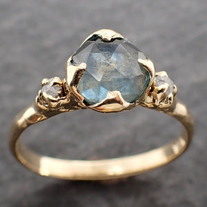 Fancy cut Montana Sapphire Diamond 18k yellow Gold Engagement Ring Wedding Ring blue Gemstone Ring Multi stone Ring 2570