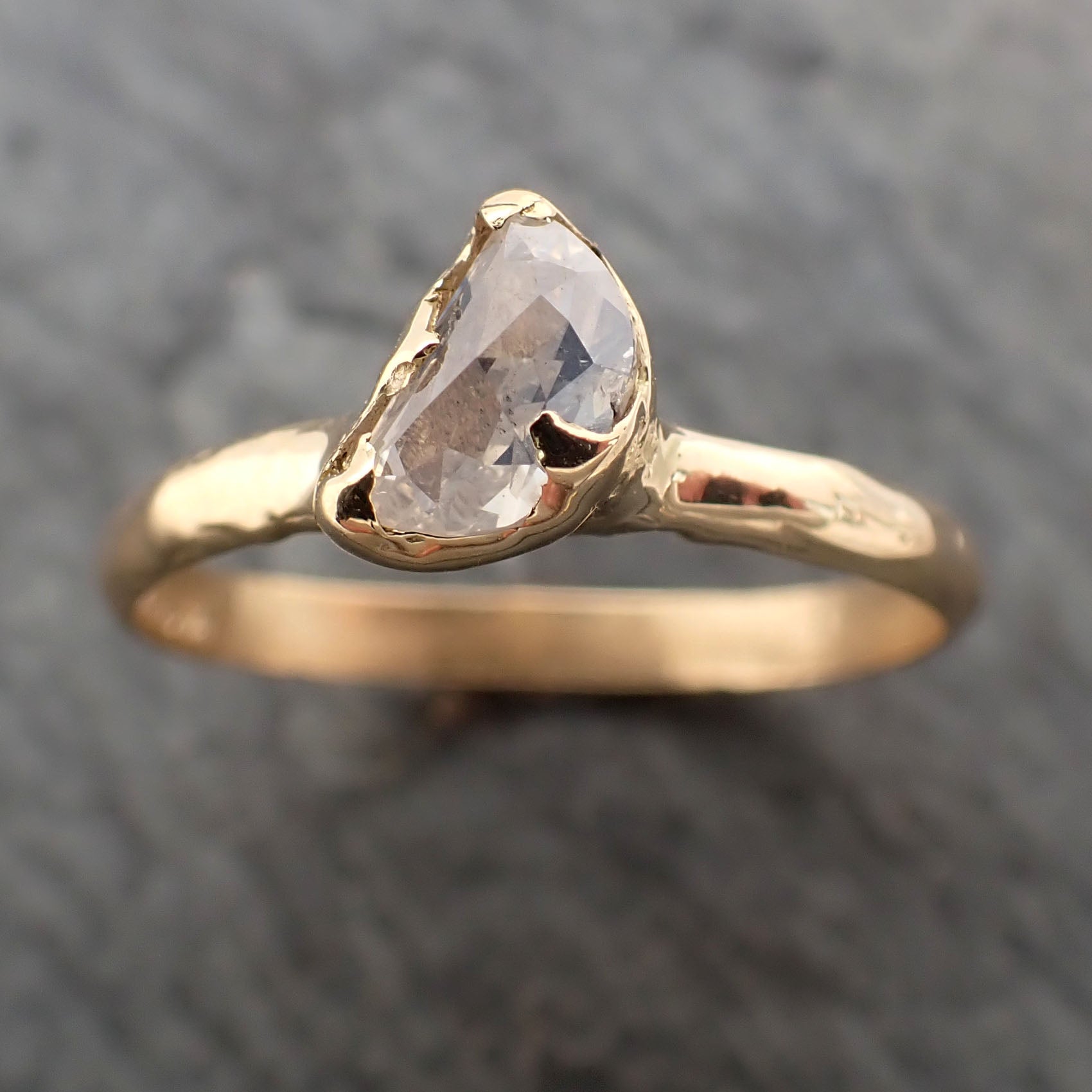 fancy cut moon diamond engagement 18k yellow gold solitaire wedding ring byangeline 2340 Alternative Engagement