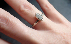 raw rough uncut diamond engagement ring solitaire 14k white gold conflict free diamond wedding promise 2329 Alternative Engagement