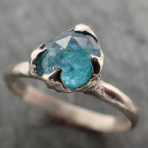 fancy cut blue tourmaline white gold ring gemstone solitaire recycled 14k statement 2332 Alternative Engagement