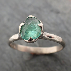 Fancy cut Green Tourmaline White Gold Ring Gemstone Solitaire recycled 14k statement cocktail statement 2333