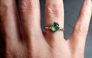 Fancy cut Green Tourmaline White Gold Ring Gemstone Solitaire recycled 14k statement cocktail statement 2333