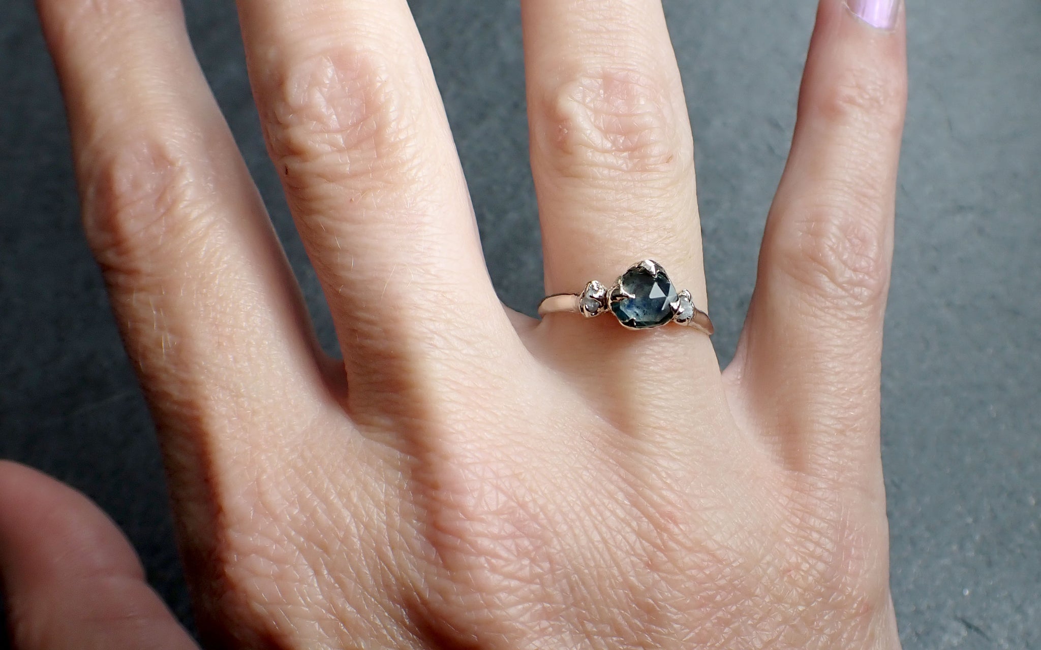 Fancy cut Montana Sapphire Diamond 14k White Gold Engagement Ring Wedding Ring blue Gemstone Ring Multi stone Ring 2575