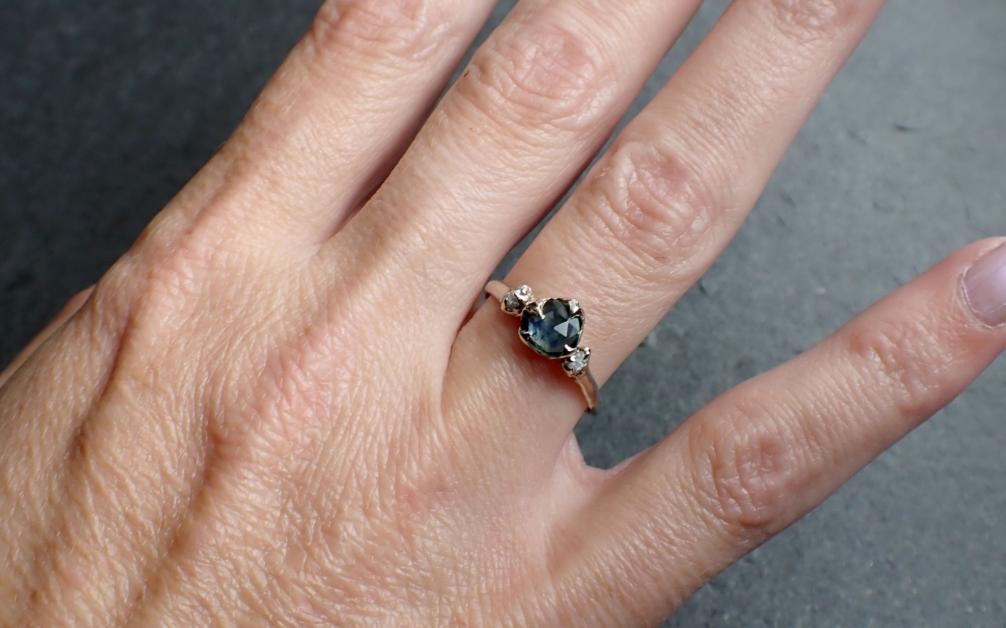 fancy cut montana sapphire diamond 14k white gold engagement ring wedding ring blue gemstone ring multi stone ring 2575 Alternative Engagement