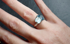 Partially faceted Aquamarine Solitaire Ring 14k White gold Custom One Of a Kind Gemstone Ring Bespoke byAngeline 2576