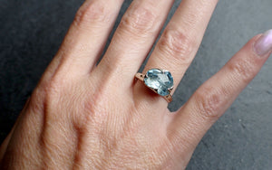 Partially faceted Aquamarine Solitaire Ring 14k White gold Custom One Of a Kind Gemstone Ring Bespoke byAngeline 2576