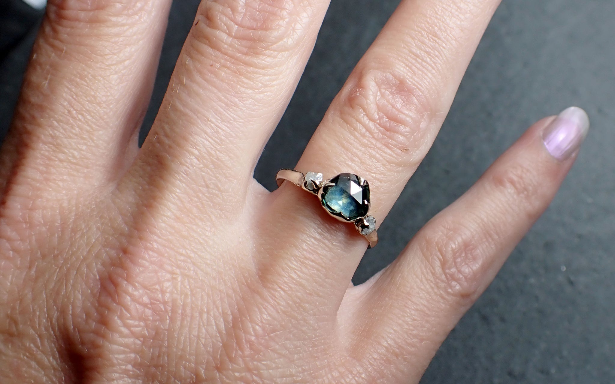 Fancy cut Montana Sapphire Diamond 14k White Gold Engagement Ring Wedding Ring blue Gemstone Ring Multi stone Ring 2577