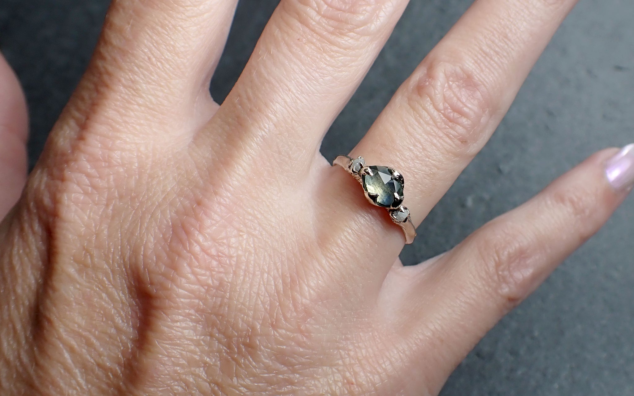 Fancy cut Montana Sapphire Diamond 14k White Gold Engagement Ring Wedding Ring blue Gemstone Ring Multi stone Ring 2578