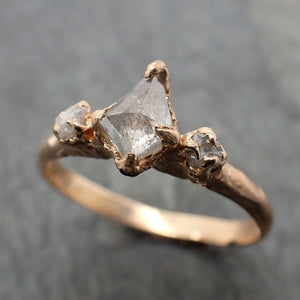 faceted fancy cut diamond engagement 14k gold multi stone wedding