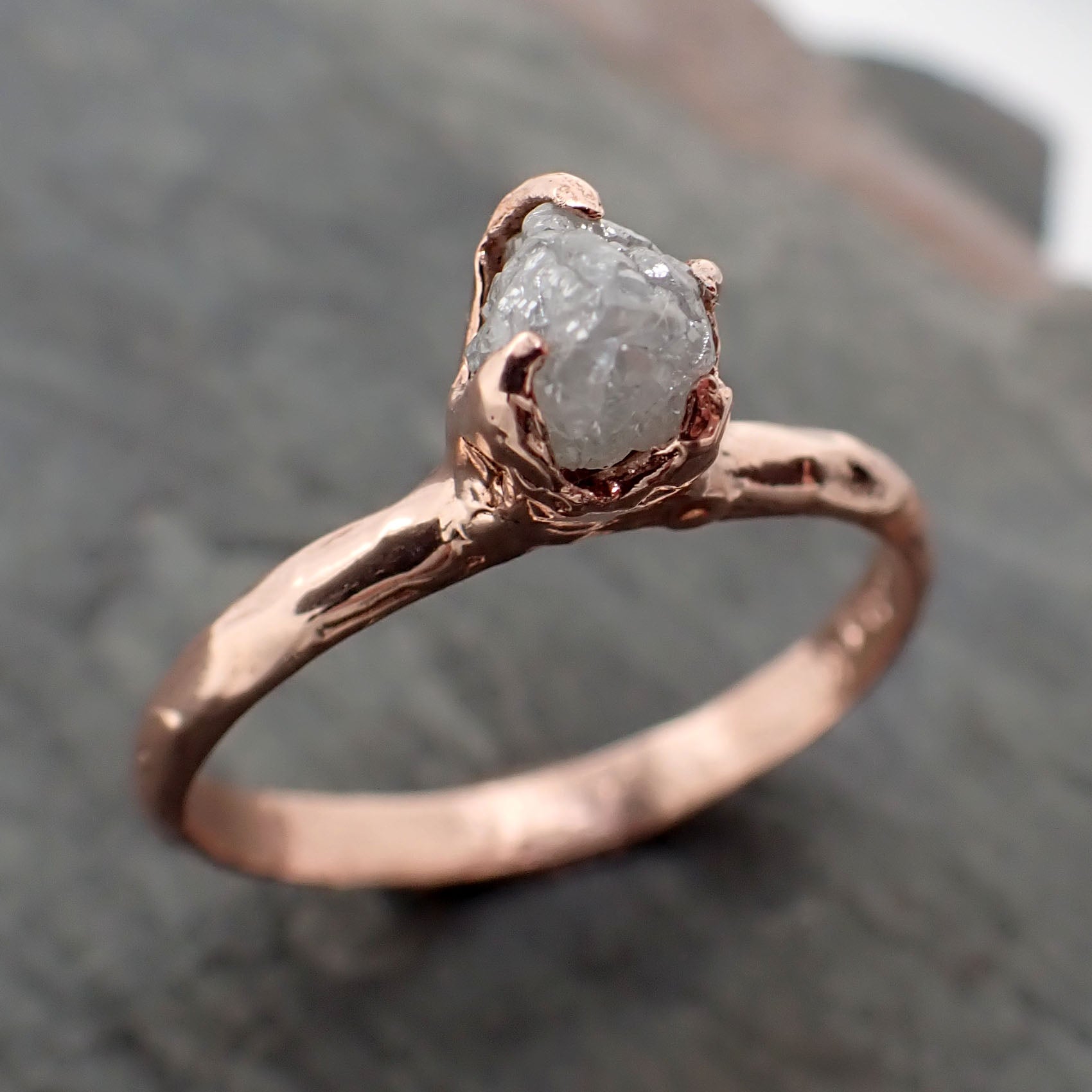 raw diamond solitaire engagement ring rough 14k rose gold wedding ring diamond stacking ring rough diamond ring byangeline 2347 Alternative Engagement