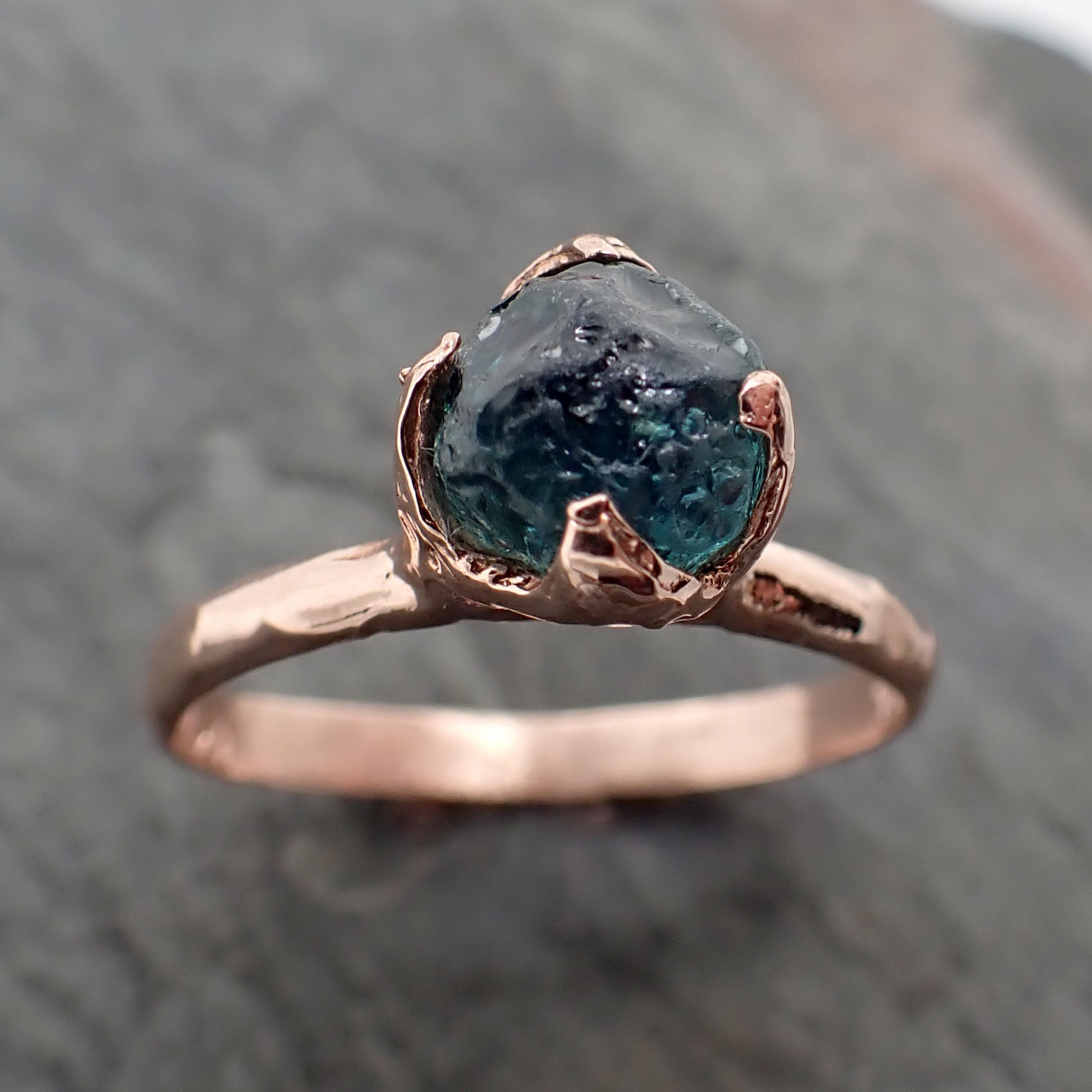 raw sapphire blue montana sapphire rose gold engagement ring wedding ring custom gemstone ring solitaire ring byangeline 2345 Alternative Engagement