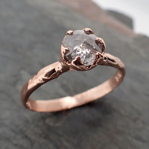Faceted Fancy cut salt and pepper Diamond Solitaire Engagement 14k Rose Gold Wedding Ring byAngeline 2350