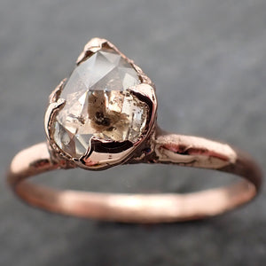 Faceted Fancy cut Salt and Pepper Diamond Solitaire Engagement 14k Rose Gold Wedding Ring byAngeline 2580