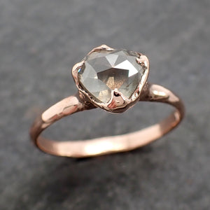 Faceted Fancy cut gray Diamond Engagement 14k Rose Gold Solitaire Wedding Ring byAngeline 2583