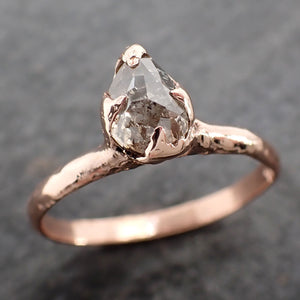 Faceted Fancy cut Salt and Pepper Diamond Solitaire Engagement 14k Rose Gold Wedding Ring byAngeline 2581