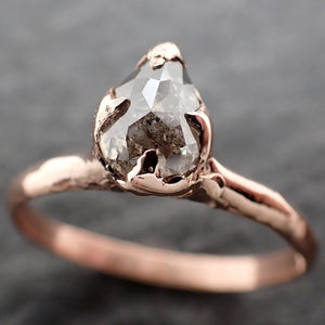 Faceted Fancy cut Salt and Pepper Diamond Solitaire Engagement 14k Rose Gold Wedding Ring byAngeline 2581