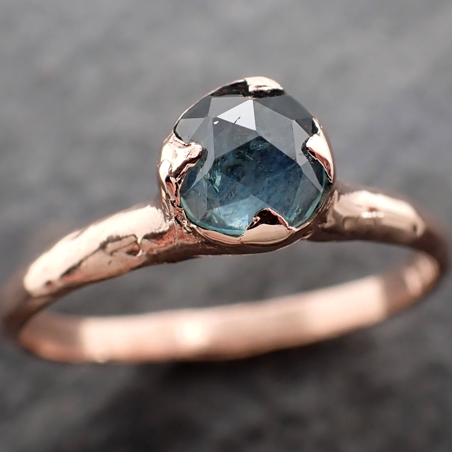 Fancy cut Blue Sapphire 14k Rose gold Solitaire Ring Gold Gemstone Engagement Ring 2584
