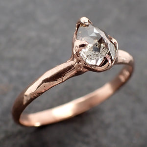 Faceted Fancy cut Salt and Pepper Diamond Solitaire Engagement 14k Rose Gold Wedding Ring byAngeline 2582