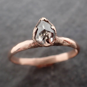 Faceted Fancy cut Salt and Pepper Diamond Solitaire Engagement 14k Rose Gold Wedding Ring byAngeline 2586