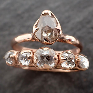 faceted fancy cut salt and pepper diamond solitaire engagement 14k rose gold wedding ring byangeline 2588 Alternative Engagement