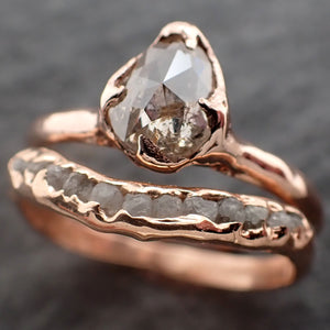 Faceted Fancy cut Salt and Pepper Diamond Solitaire Engagement 14k Rose Gold Wedding Ring byAngeline 2588