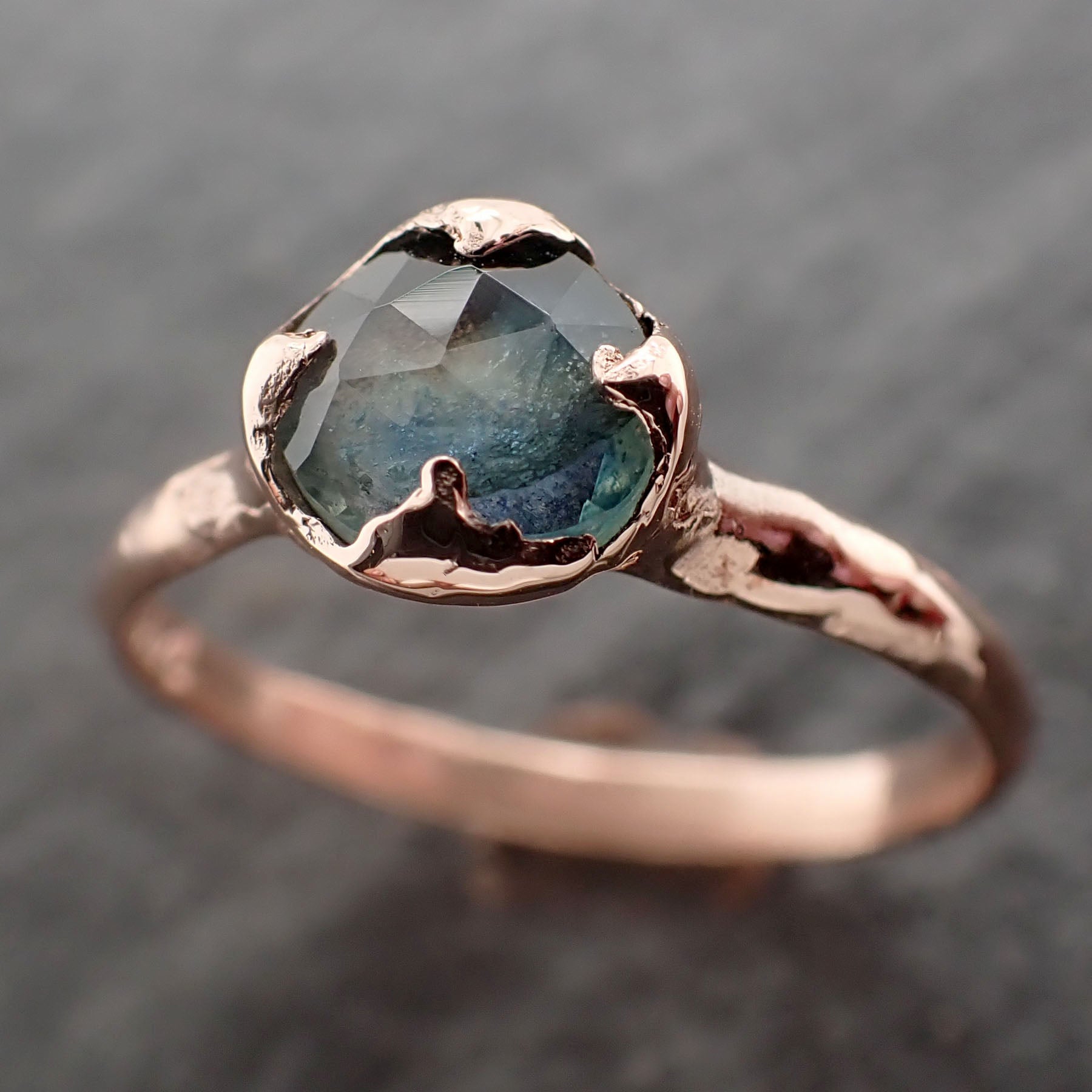 fancy cut blue sapphire 14k rose gold solitaire ring gold gemstone engagement ring 2589 Alternative Engagement