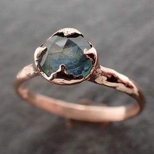 Fancy cut Blue Sapphire 14k Rose gold Solitaire Ring Gold Gemstone Engagement Ring 2589