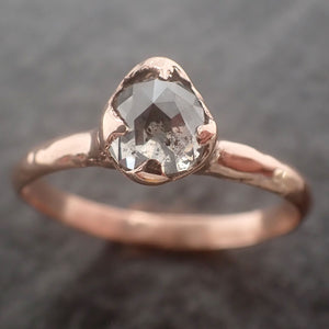 Faceted Fancy cut Salt and Pepper Diamond Solitaire Engagement 14k Rose Gold Wedding Ring byAngeline 2598