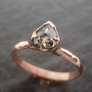 Faceted Fancy cut Salt and Pepper Diamond Solitaire Engagement 14k Rose Gold Wedding Ring byAngeline 2600
