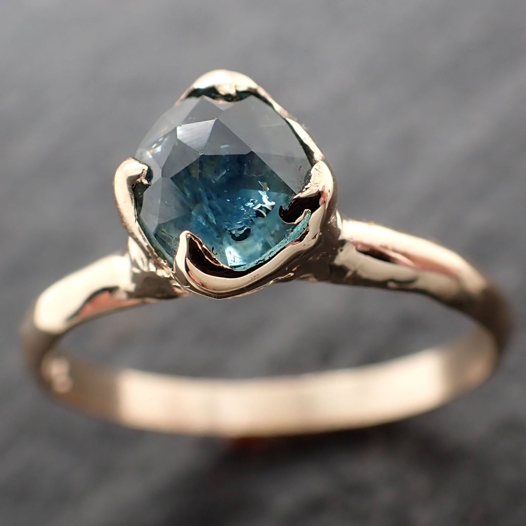 Fancy cut Montana blue Sapphire 14k Yellow gold Solitaire Ring Gold Gemstone Engagement Ring 2594