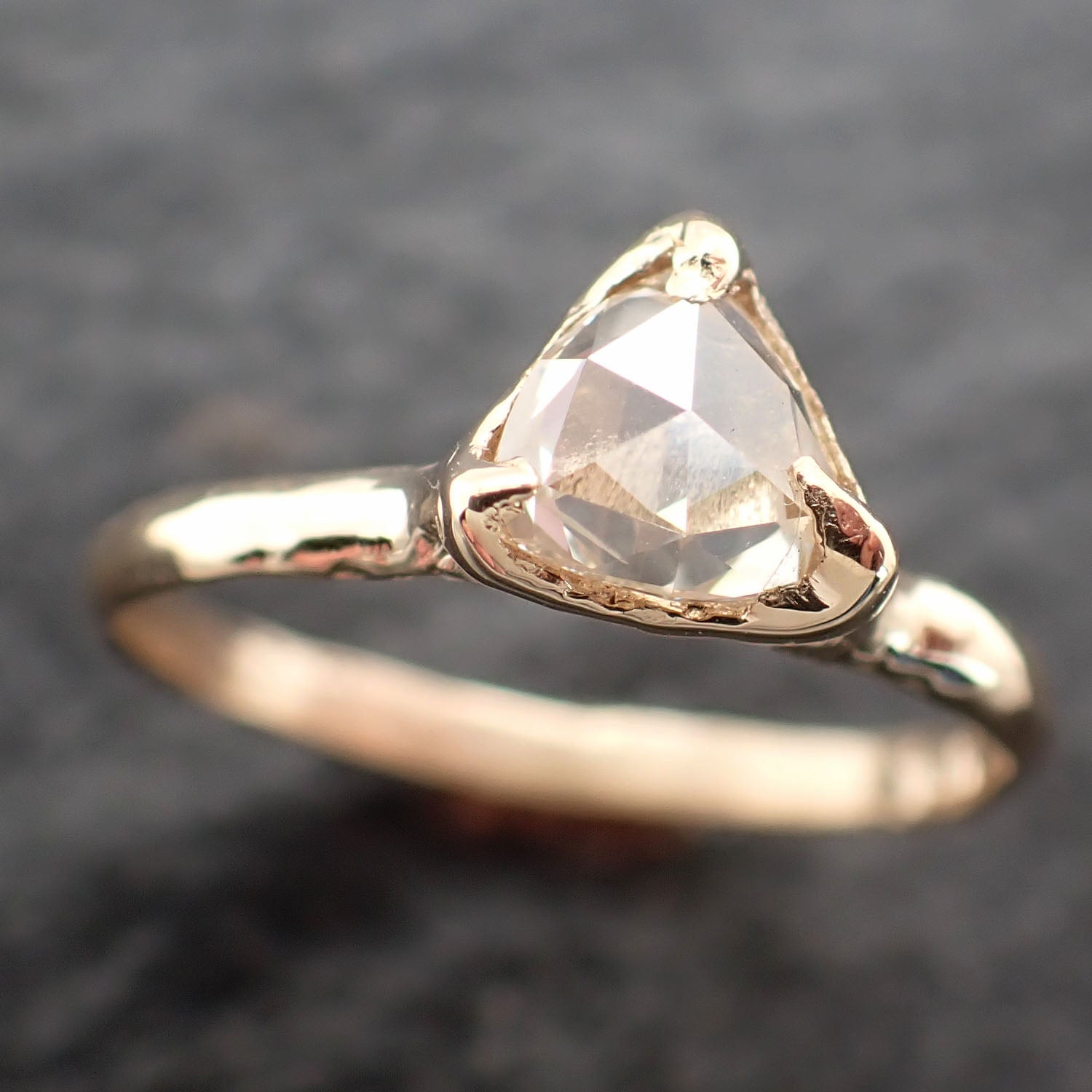 Fancy cut white Diamond Solitaire Engagement 14k yellow Gold Wedding Ring byAngeline 2601