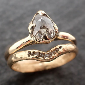 Fancy cut Salt and pepper Diamond Solitaire Engagement 14k yellow Gold Wedding Ring byAngeline 2603